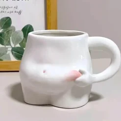 Brew Bliss Küche & Esszimmer-Keramik-Kaffeetasse mit Aufschrift „Big Belly Fat“ – lustiges Design