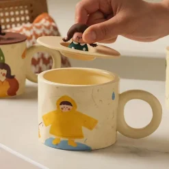 Plates u0026 More Küche & Esszimmer-Keramik-Kaffeetasse mit Deckel für Paare – Kreatives Design für Paare