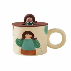 Plates u0026 More Küche & Esszimmer-Keramik-Kaffeetasse mit Deckel für Paare – Kreatives Design für Paare