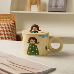 Plates u0026 More Küche & Esszimmer-Keramik-Kaffeetasse mit Deckel für Paare – Kreatives Design für Paare