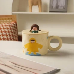 Plates u0026 More Küche & Esszimmer-Keramik-Kaffeetasse mit Deckel für Paare – Kreatives Design für Paare