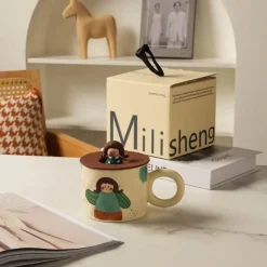 Plates u0026 More Küche & Esszimmer-Keramik-Kaffeetasse mit Deckel für Paare – Kreatives Design für Paare