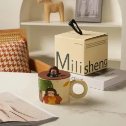 Plates u0026 More Küche & Esszimmer-Keramik-Kaffeetasse mit Deckel für Paare – Kreatives Design für Paare