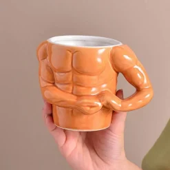 Brew Bliss Küche & Esszimmer-Keramik-Kaffeetasse mit Muskelarm – Starke Tasse für Fitnessliebhaber