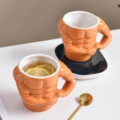 Brew Bliss Küche & Esszimmer-Keramik-Kaffeetasse mit Muskelarm – Starke Tasse für Fitnessliebhaber