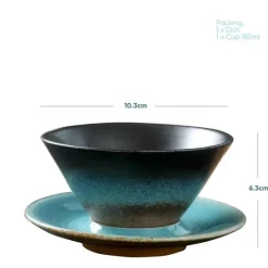 Plates u0026 More Küche & Esszimmer-Keramik-Kaffeetasse und Untertassen-Set – Stilvolle Latte- und Teetasse