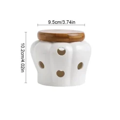 Tom Küche & Esszimmer-Keramik-Knoblauchbehälter mit Deckel – hohles, durchbrochenes Vorratsglas für frischen Knoblauch