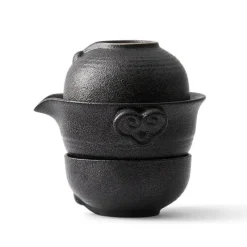 Plates u0026 More Küche & Esszimmer-Keramik-Kung-Fu-Teeservice – Teekanne mit 2 Teetassen und Reise-Gaiwan