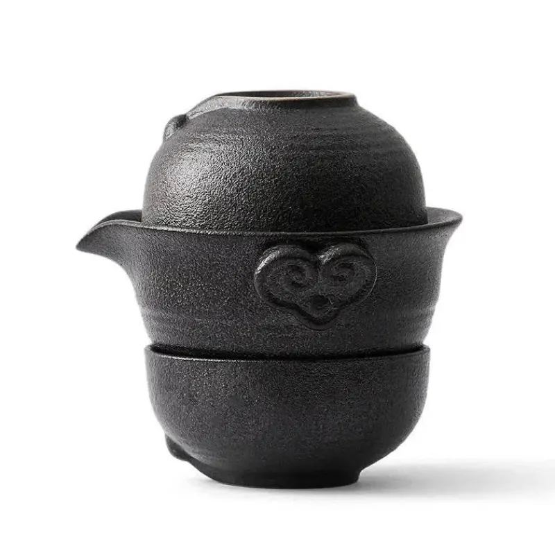 Plates u0026 More Küche & Esszimmer-Keramik-Kung-Fu-Teeservice – Teekanne mit 2 Teetassen und Reise-Gaiwan