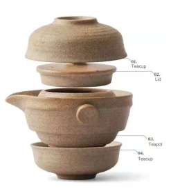 Plates u0026 More Küche & Esszimmer-Keramik-Kung-Fu-Teeservice – Teekanne mit 2 Teetassen und Reise-Gaiwan