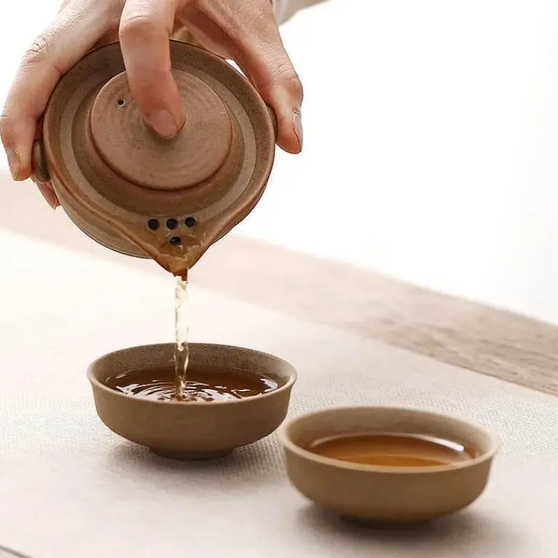 Plates u0026 More Küche & Esszimmer-Keramik-Kung-Fu-Teeservice – Teekanne mit 2 Teetassen und Reise-Gaiwan