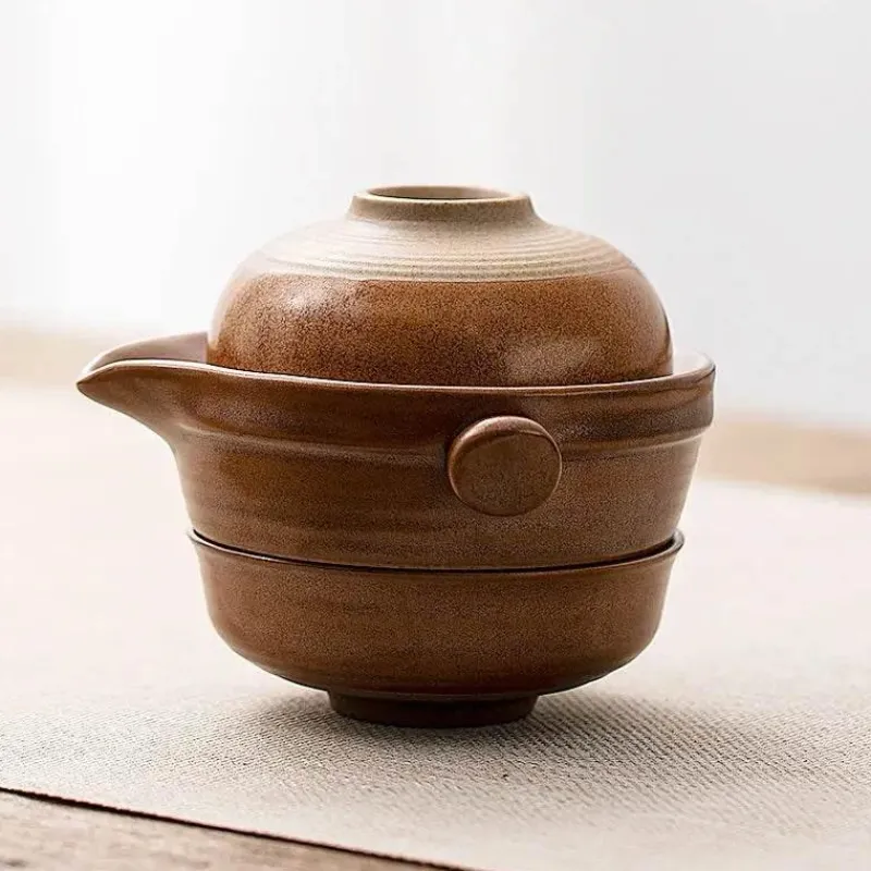 Plates u0026 More Küche & Esszimmer-Keramik-Kung-Fu-Teeservice – Teekanne mit 2 Teetassen und Reise-Gaiwan