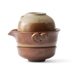 Plates u0026 More Küche & Esszimmer-Keramik-Kung-Fu-Teeservice – Teekanne mit 2 Teetassen und Reise-Gaiwan