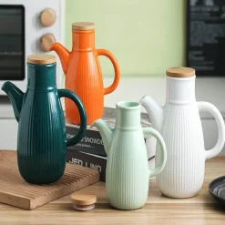 Decor Küche & Esszimmer-Keramik-Ölflasche – Stilvolles gestreiftes Küchendekor