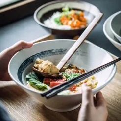 Plates u0026 More Küche & Esszimmer-Keramik-Ramenschüssel-Set – Mikrowellengeeignete japanische Suppen- und Reisschüsseln