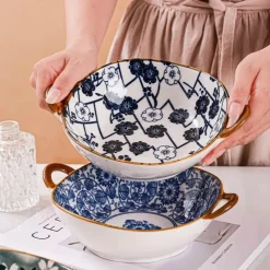 Elegance at the Table Küche & Esszimmer-Keramik-Ramen-Suppenschüssel mit Doppelohr-Design