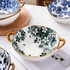 Elegance at the Table Küche & Esszimmer-Keramik-Ramen-Suppenschüssel mit Doppelohr-Design