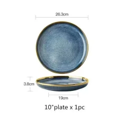 Elegance at the Table Küche & Esszimmer-Keramikschalen-Set mit blauem Farbverlauf – elegante Ess- und Dessertteller