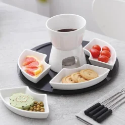 Deco Küche & Esszimmer-Keramik-Schokoladenfondue-Topf-Set – handgefertigte Dessert-Servierschüssel