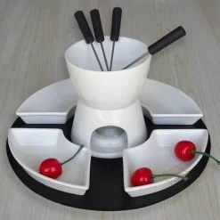Deco Küche & Esszimmer-Keramik-Schokoladenfondue-Topf-Set – handgefertigte Dessert-Servierschüssel