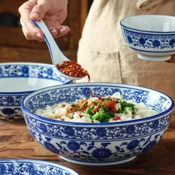 Elegance at the Table Küche & Esszimmer-Keramik-Suppenschüssel - Blau-weiße Nudel- und Suppenschüssel