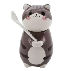 Brew Bliss Küche & Esszimmer-Keramiktasse mit Glückskatze und Löffel – süße Kaffeetasse