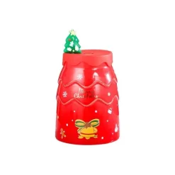 Tom Küche & Esszimmer-Keramiktasse mit Weihnachtsbaummotiv, mit Deckel und Strohhalm, festliches Weihnachtsgeschenk