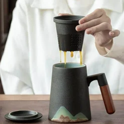 The Cozy Mug Küche & Esszimmer-Keramik-Teetassen mit Filter – Einzigartige Teesiebbecher