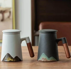 The Cozy Mug Küche & Esszimmer-Keramik-Teetassen mit Filter – Einzigartige Teesiebbecher