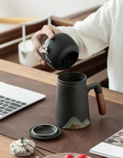 The Cozy Mug Küche & Esszimmer-Keramik-Teetassen mit Filter – Einzigartige Teesiebbecher