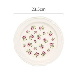 Elegance at the Table Küche & Esszimmer-Keramikteller mit Rosenprägung – Elegantes Blumengeschirr