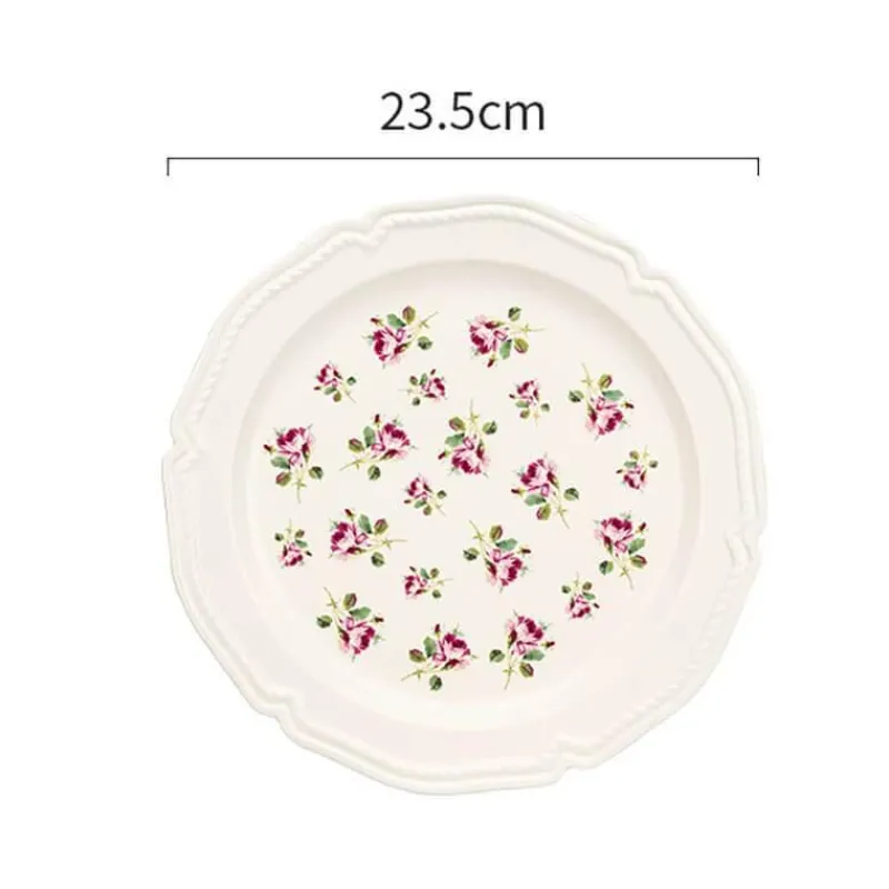 Elegance at the Table Küche & Esszimmer-Keramikteller mit Rosenprägung – Elegantes Blumengeschirr