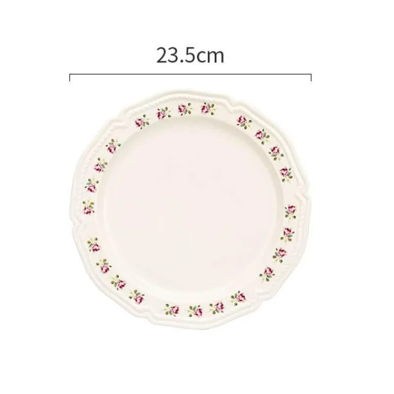 Elegance at the Table Küche & Esszimmer-Keramikteller mit Rosenprägung – Elegantes Blumengeschirr