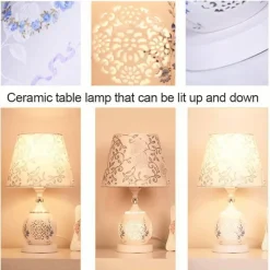 Bright Accents Beleuchtung-Keramik-Tischlampe – Elegantes blau-weißes Porzellandekor