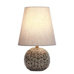 Illuminate Home Beleuchtung-Keramik-Tischlampe – geschnitztes Blumendesign