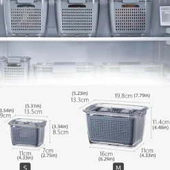 The Decor Haven Küche & Esszimmer-Kühlschrank-Abfluss-Organizer-Box – Multifunktionale Aufbewahrung von Gemüse und Obst mit Deckel