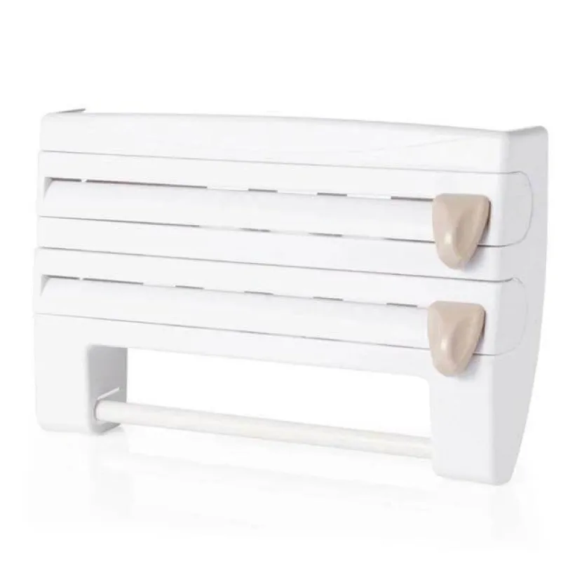 The Decor Haven Küche & Esszimmer-Kühlschrank-Aufbewahrungs-Organizer – Frischhaltefolienhalter aus Kunststoff