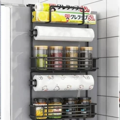 Space Savvy Küche & Esszimmer-Kühlschrank-Seitenlagerregal - Hängender Organizer für platzsparende Küche