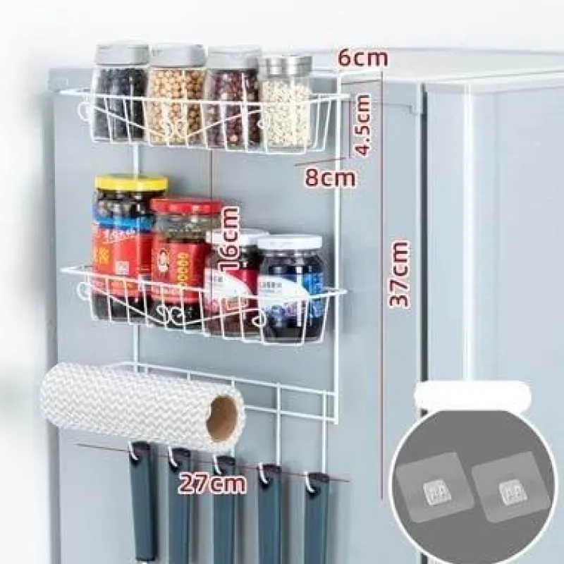 Space Savvy Küche & Esszimmer-Kühlschrank-Seitenlagerregal - Hängender Organizer für platzsparende Küche