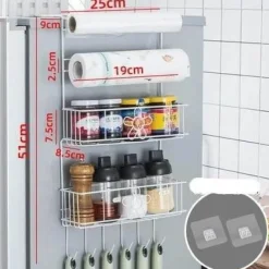 Space Savvy Küche & Esszimmer-Kühlschrank-Seitenlagerregal - Hängender Organizer für platzsparende Küche