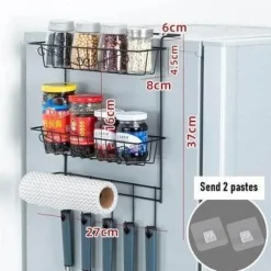 Space Savvy Küche & Esszimmer-Kühlschrank-Seitenlagerregal - Hängender Organizer für platzsparende Küche