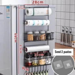 Space Savvy Küche & Esszimmer-Kühlschrank-Seitenlagerregal - Hängender Organizer für platzsparende Küche