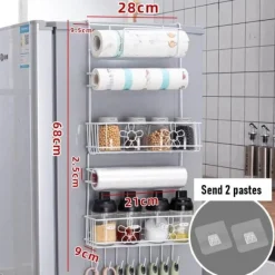 Space Savvy Küche & Esszimmer-Kühlschrank-Seitenlagerregal - Hängender Organizer für platzsparende Küche