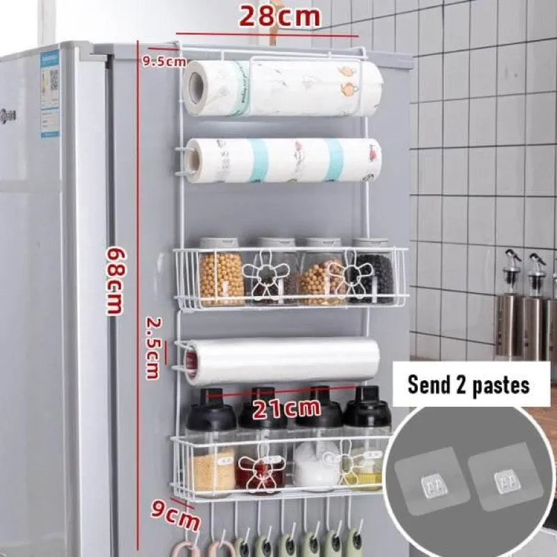 Space Savvy Küche & Esszimmer-Kühlschrank-Seitenlagerregal - Hängender Organizer für platzsparende Küche