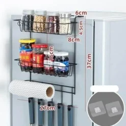 Space Savvy Küche & Esszimmer-Kühlschrank-Seitenlagerregal - Hängender Organizer für platzsparende Küche
