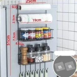 Space Savvy Küche & Esszimmer-Kühlschrank-Seitenlagerregal - Hängender Organizer für platzsparende Küche