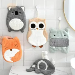 Tom Küche & Esszimmer-Kinderhandtuch aus Mikrofaser, Elefant/Nilpferd, süßes Tier-Design