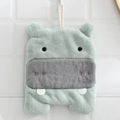 Tom Küche & Esszimmer-Kinderhandtuch aus Mikrofaser, Elefant/Nilpferd, süßes Tier-Design