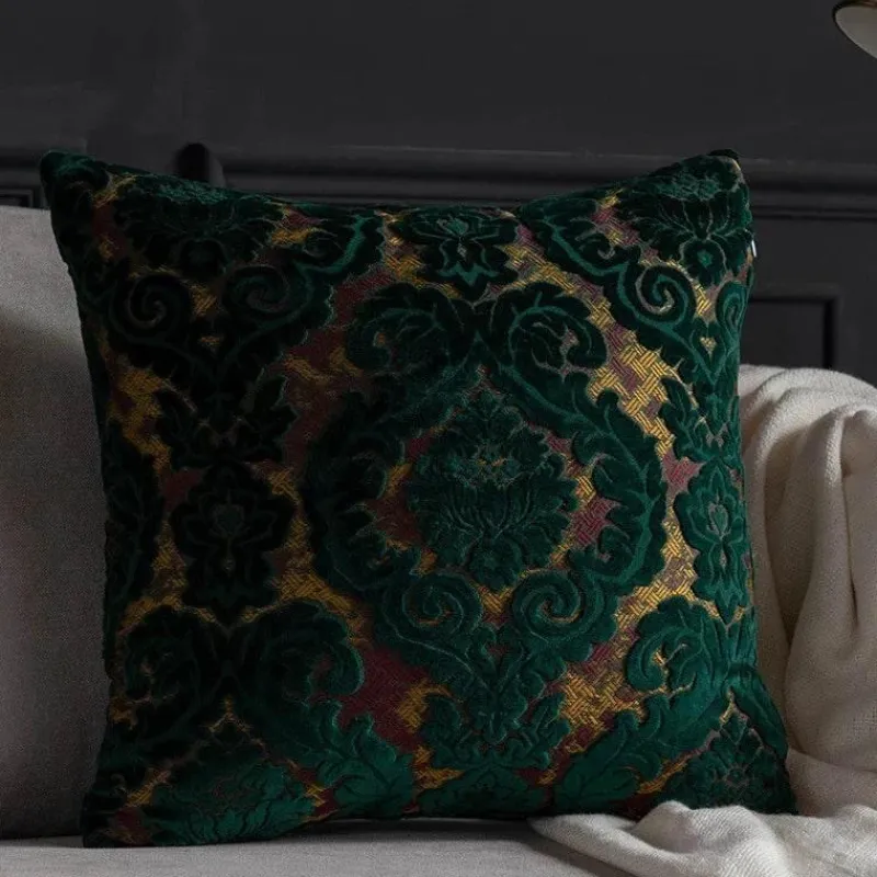 Pillow Haven Bettzeug-Kissenbezüge aus barockem Damast-Samt – 45 x 45 cm, dekorative Kissen