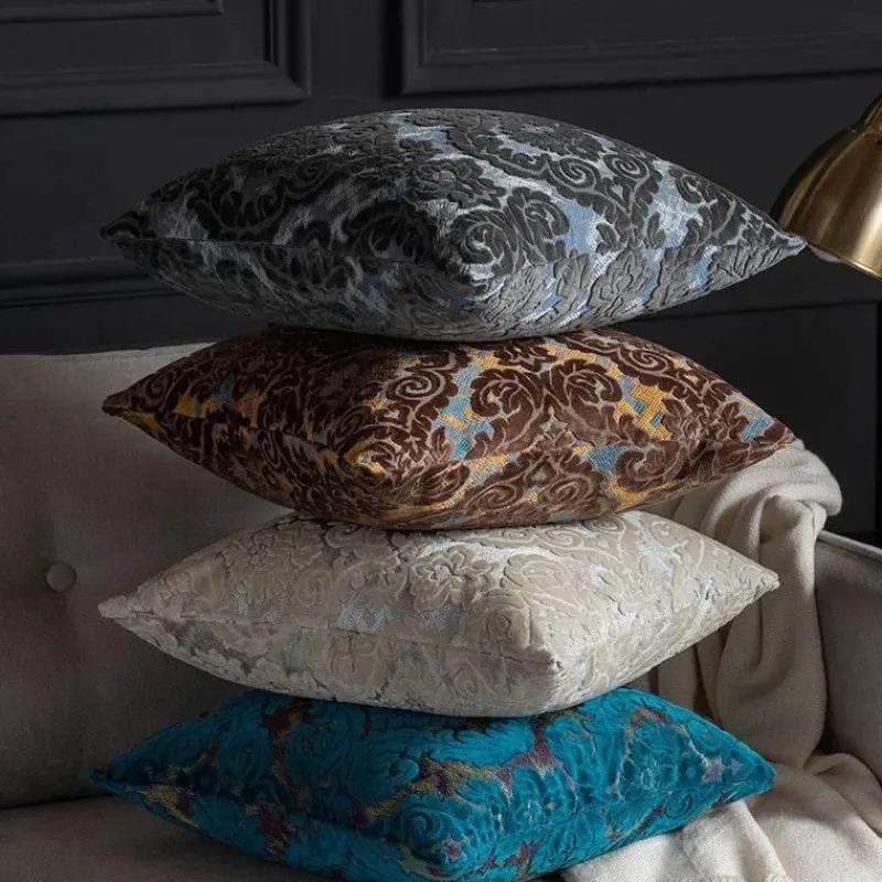 Pillow Haven Bettzeug-Kissenbezüge aus barockem Damast-Samt – 45 x 45 cm, dekorative Kissen